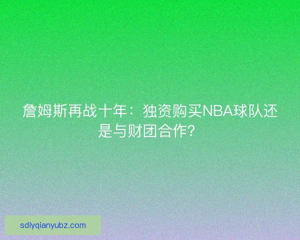 詹姆斯再战十年：独资购买NBA球队还是与财团合作？